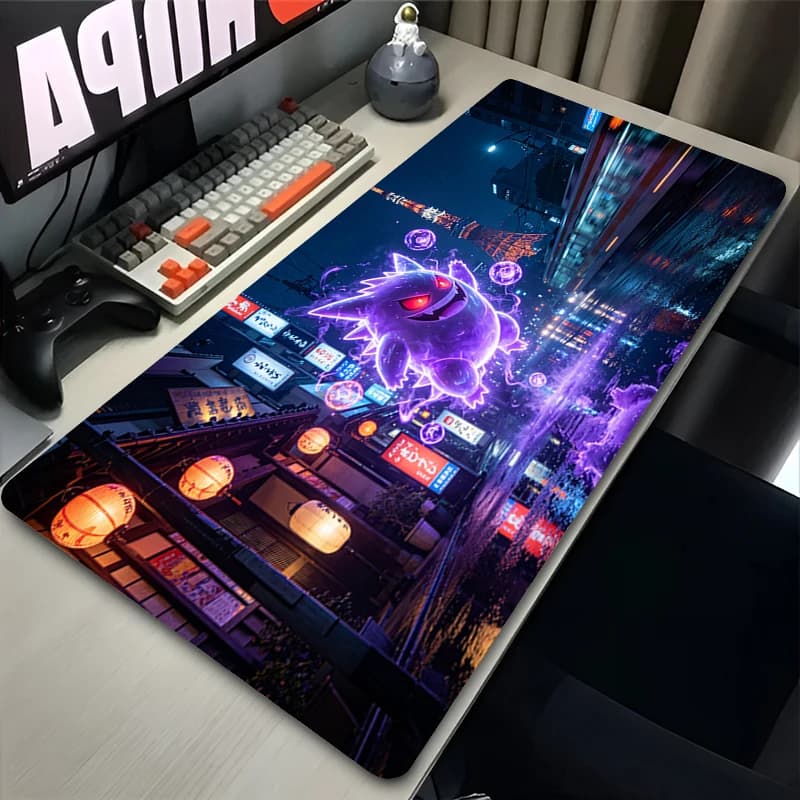 Tappetino per Mouse da Gaming Grande, Tappetino per Tastiera Computer, Stile Pokemon Gengar Dark, Accessori per Gaming
