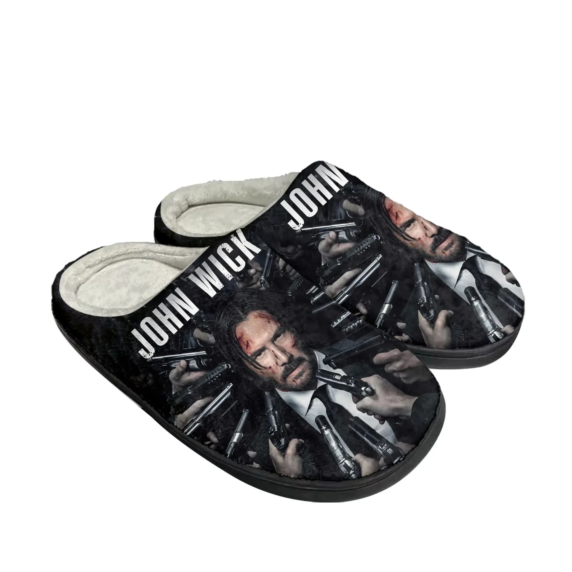 Pantofole in cotone John Wick Keanu Reeves per uomo e donna, in peluche, da camera, casual, calde, termiche, personalizzabili fai da te