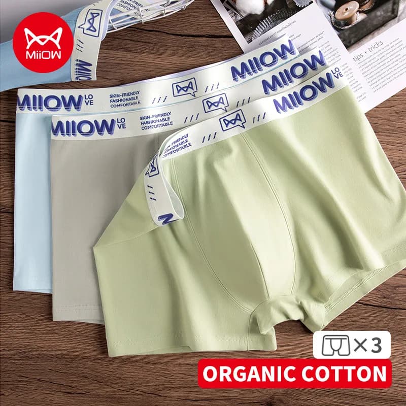 MiiOW Set di 3 Boxer da Uomo in Cotone, Antibatterici 10A, Traspiranti e Delicati sulla Pelle