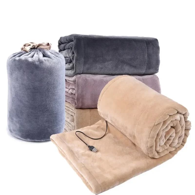 140x80cm USB Heating Blanket Travel For Sofa Bed 5 Levels Portable Electric Blanket Winter Warm Soft Plush Car Shawl Camping