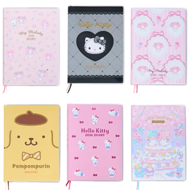 2026 B6 Sanrio Planner Notebook Melody Pompon Purin Little Twin Stars Kuromi Programma Libro Ufficiale Anime Giocattoli di peluche per gli amici
