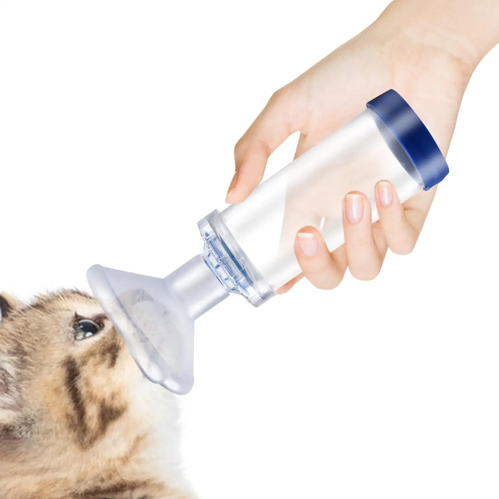 Maschera Portatile Manuale in PVC per Nebulizzatore a Pompa per Inalazione Assistita con Camera Aerosol per Cani e Gatti - Ideale per Cliniche Veterinarie