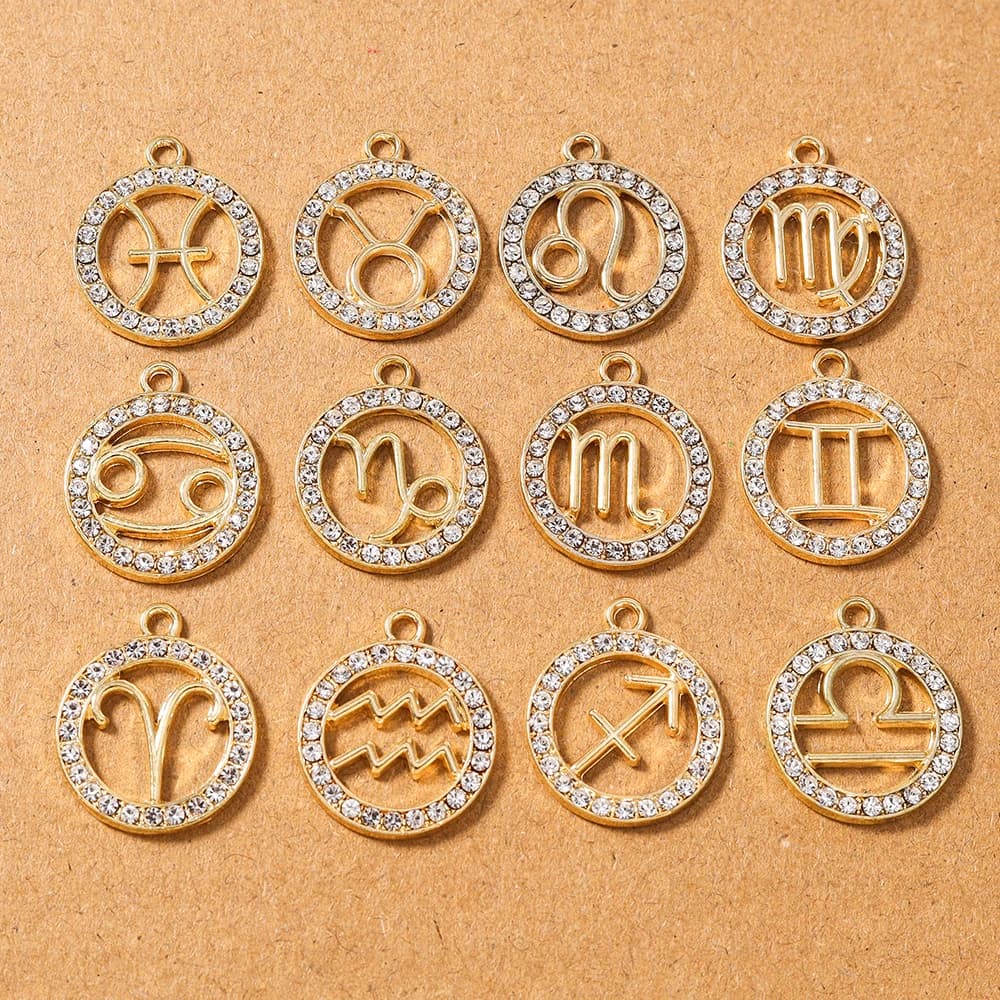 10pcs Alloy Rhinestone Constellation Charms Pendant for Necklace Earrings Bracelet DIY Jewelry Making Accessories Supplies