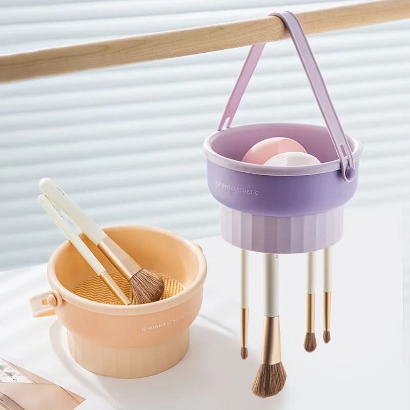 Makeup Brush Cleaner Box, Silicone Beauty Blender, Cleaning Tools Set, Beauty Washer Bowl, Storage Box, Blower