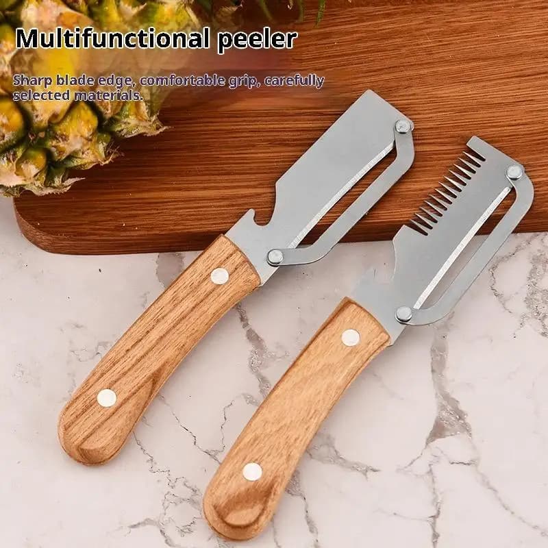 [G] 3-in-1 Serrated Peeling Knife Premium Vegetable Peeler With Handle And Bottle Opener Kitchen Tool
