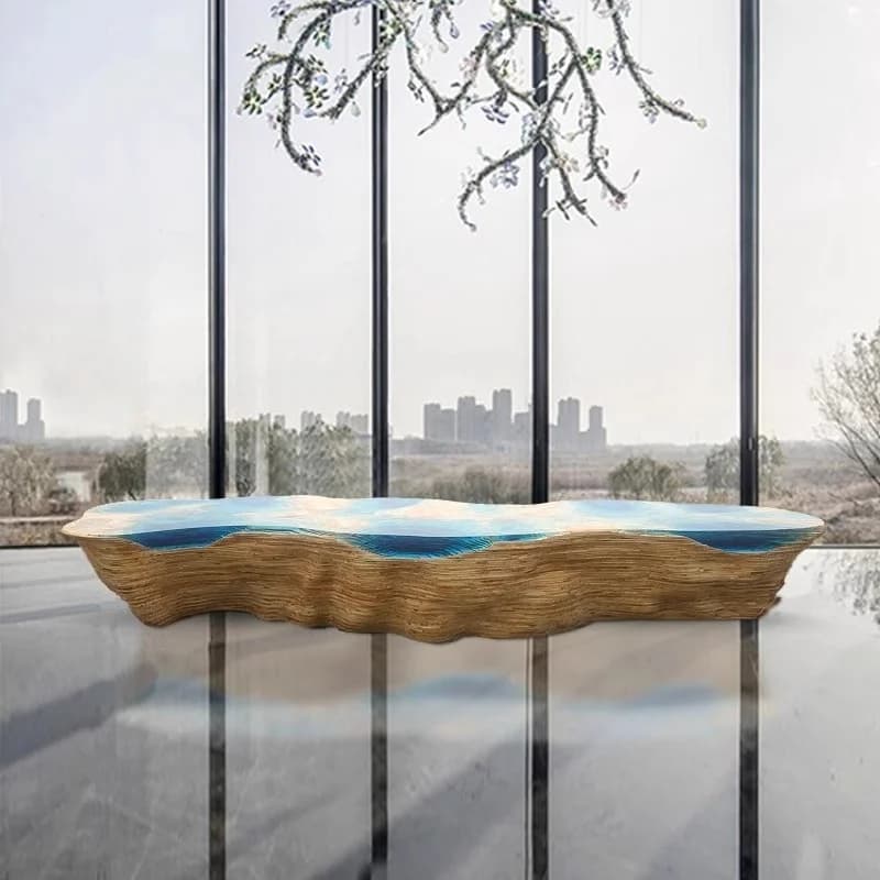 #Large Irregular River Dining Table Epoxy Resin Casting Table Decoration Coffee Table Indoor Home Decoration Wooden Base