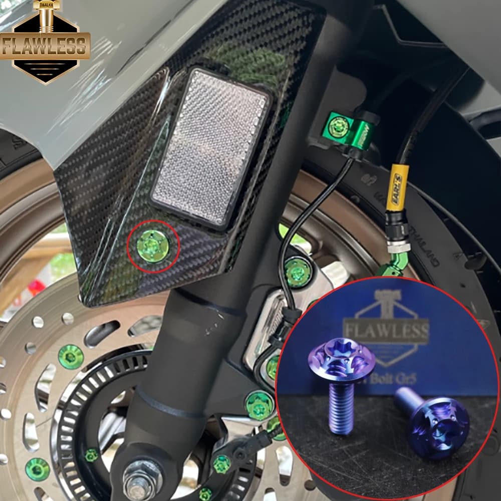 FLAWLESSTI Gr5 Bulloni in titanio Parafango anteriore Interruttore pinza posteriore Poggiapiedi Bulloni per Honda Forza 350