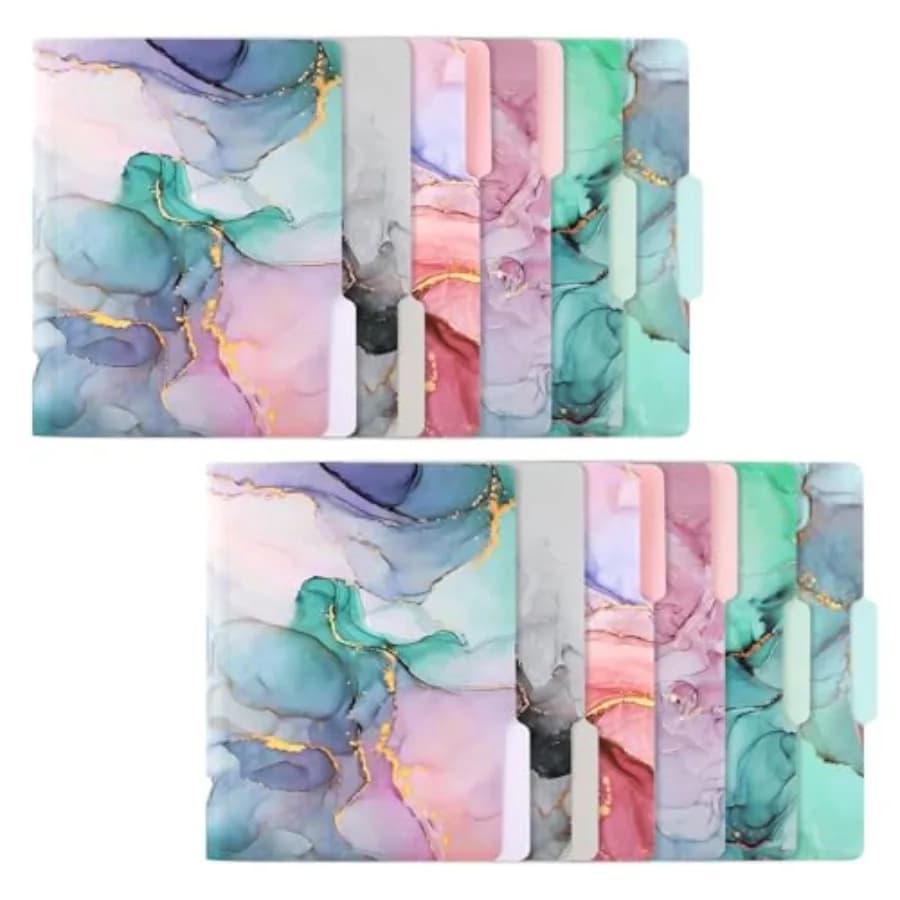 Decorative File Folders Cute Colored File Folder, Letter Size File Folders for Documents, 1/3-Cut Tabs, 9 x 11.5 Inch, for Offi
