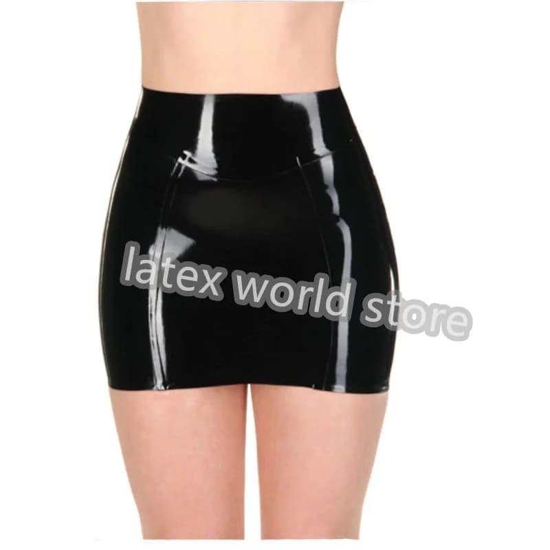 Women Latex Mini Skirts Sexy Lingerie Black Rubber Dress Halloween Party Cosplay Costumes