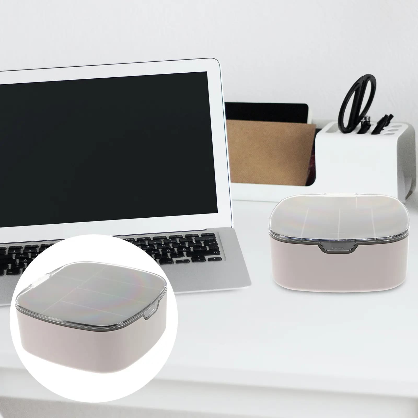 Scatola per la gestione dei cavi, leggera, con scomparti, organizer da scrivania per auricolari, cavi di ricarica USB, custodia per cavi.