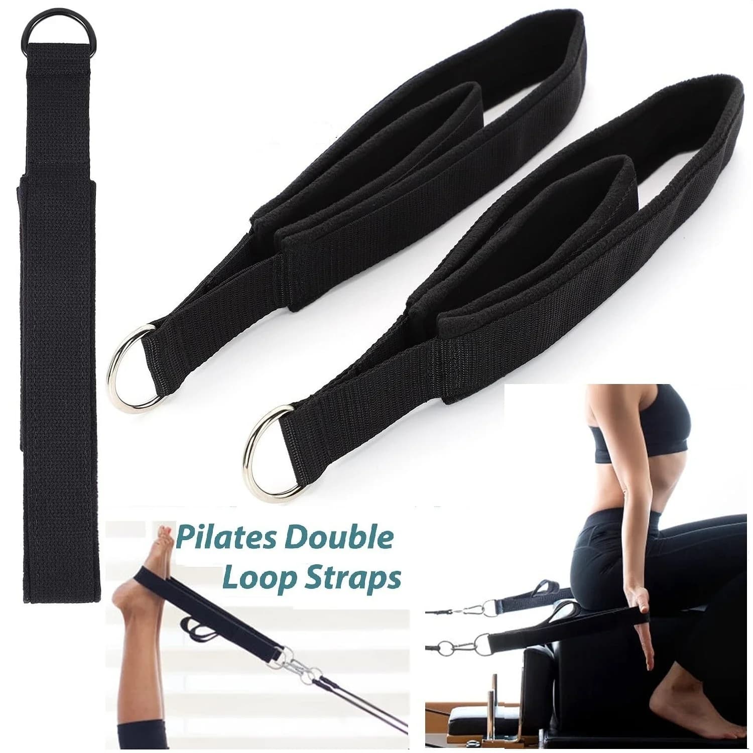 Double Ring Elastic Yoga Pilates Bed Accessories for Exercises Ankle Buckle Pilates Elastic Strap Resistance Band Elastic Cable