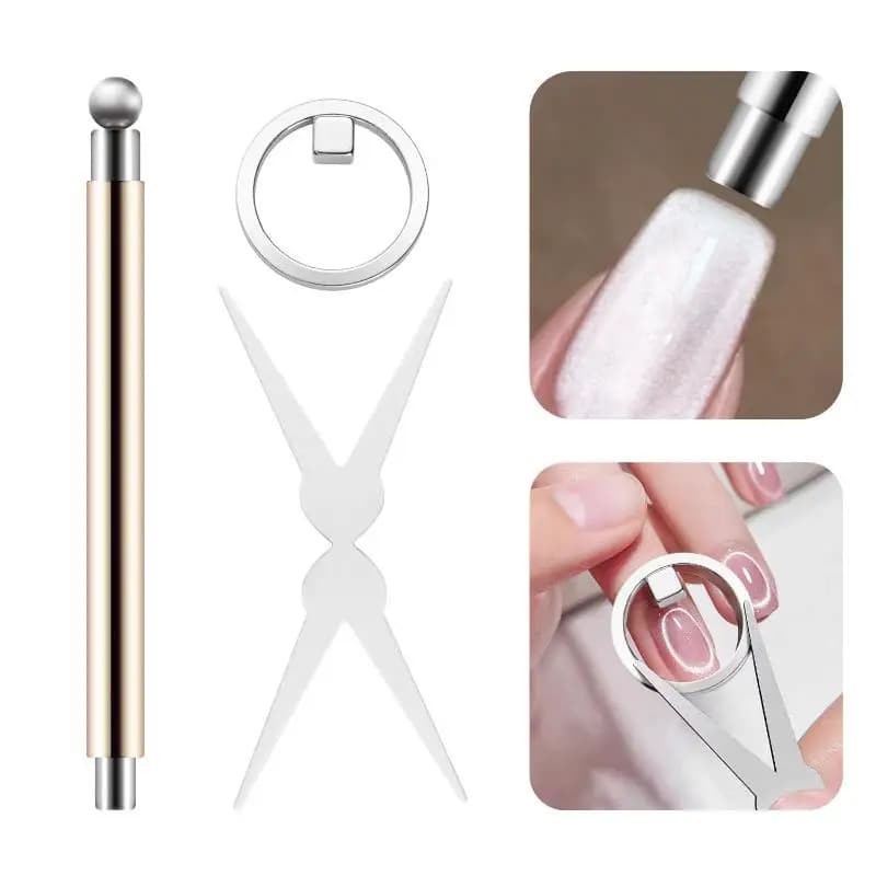Cat Eye Nail Magnet Tool Set, French Tips Cat Eye Heart Magnets Nail Magnet Stick Cat Eye Gel Polish Magnets Tools Manicure