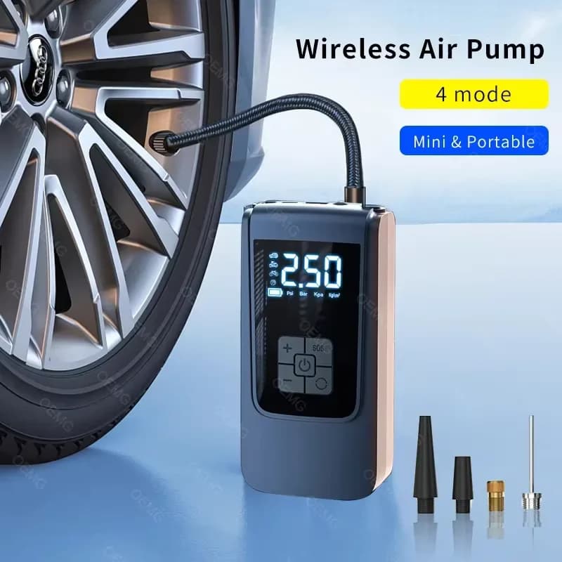 Gonfiatore elettrico per pneumatici con compressore d'aria portatile per pompa d'aria per auto senza fili con display digitale LCD per palla da bicicletta per motociclette