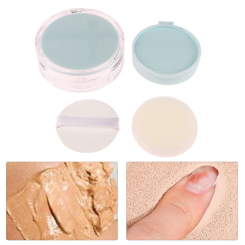 Contenitore per trucco cosmetico portatile riutilizzabile con cuscino d'aria vuoto, contenitore per trucco cosmetico con specchio in spugna per polvere per fondotinta BB Cream