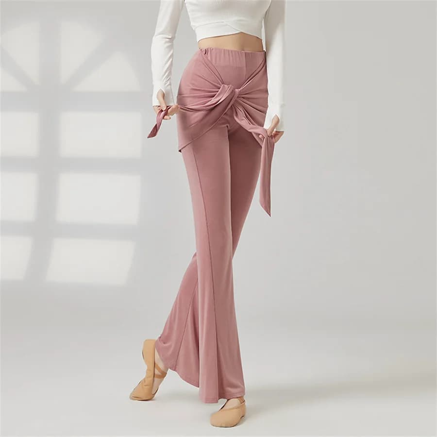 Pantaloni svasati da danza moderna da donna con copertura Pantaloni da yoga per performance di danza classica cinese traspirante a gamba larga