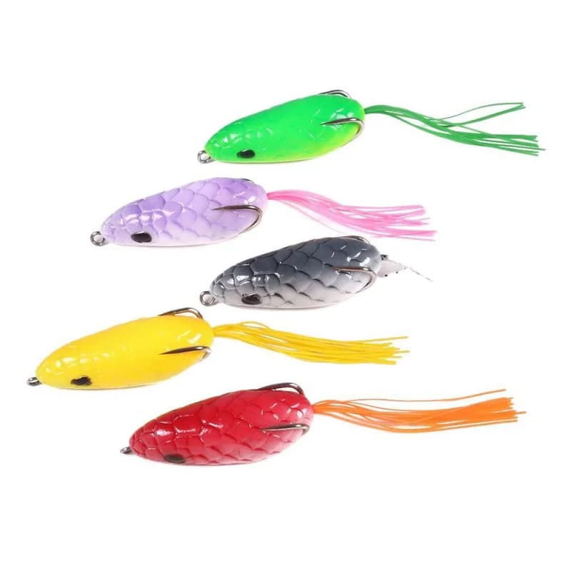 5 Pieces Soft Rana Shape 6CM-10G, Design Snakeskin, Thunder Frog Specific for Fishing at Blackfish, Fin bait