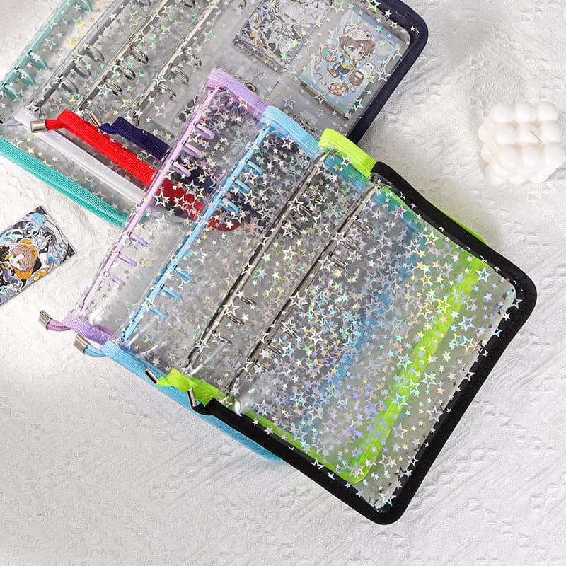 Sharkbang A5 Laser Star Collect Book, trash diary notebook with hinge macaroni, organizer for collector rings