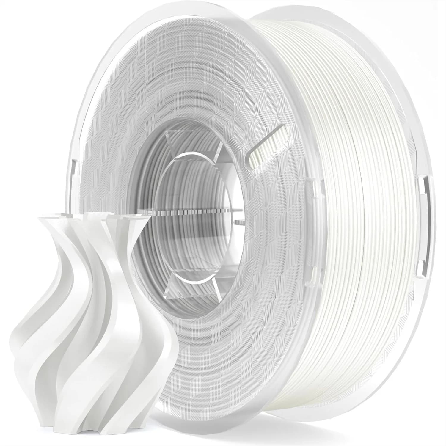 Filamento PLA Seta 1.75mm Bianco 1KG, Filamento per Stampante 3D con Precisione Dimensionale +/- 0.02mm, Bobina di Plastica da 1kg (2.2lbs) per FDM 3D