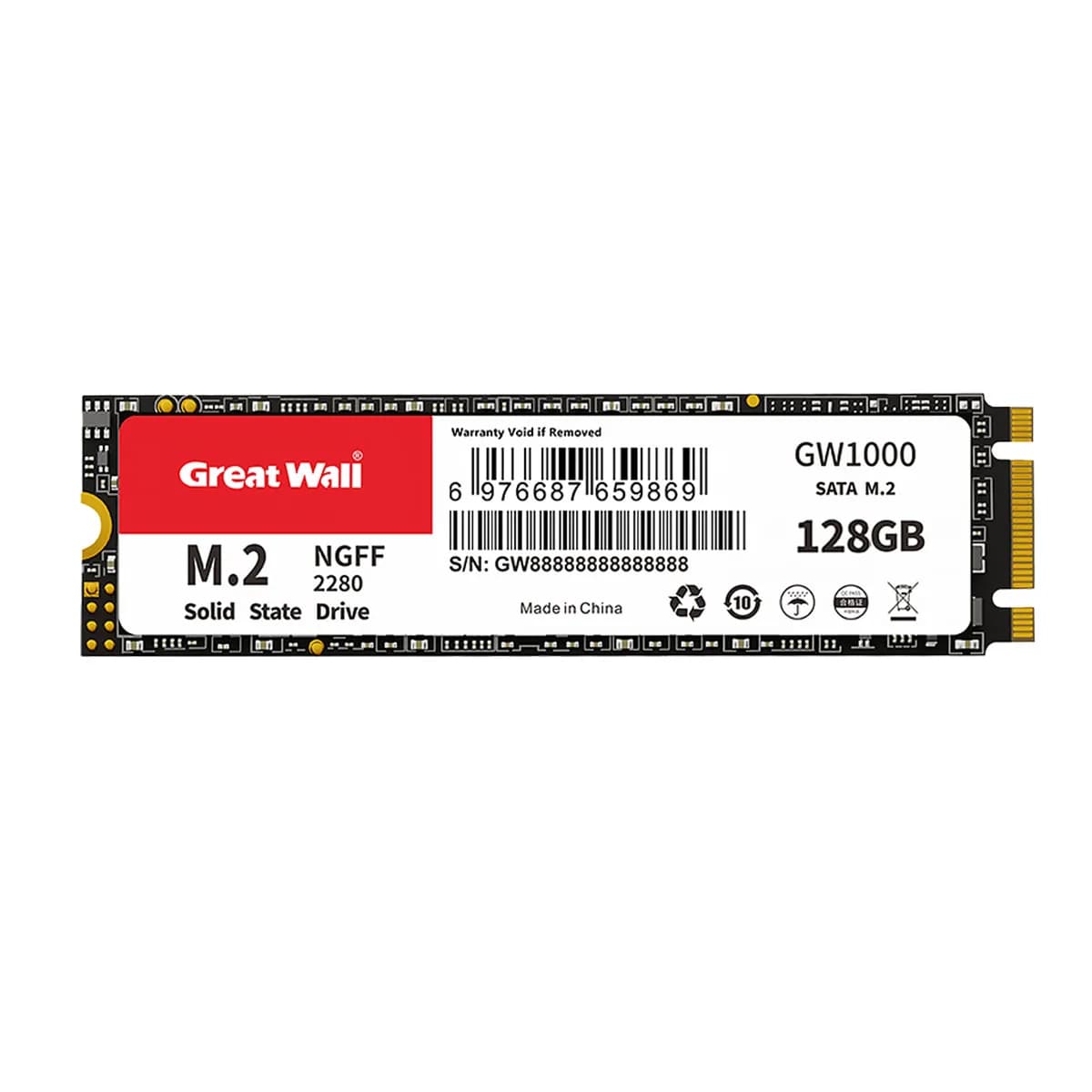 SSD M.2 NGFF Great Wall 128GB 256GB 512GB 1TB 2TB, SSD SATA M2 2280 SATA3 6GB, Unità a Stato Solido Interna per Laptop