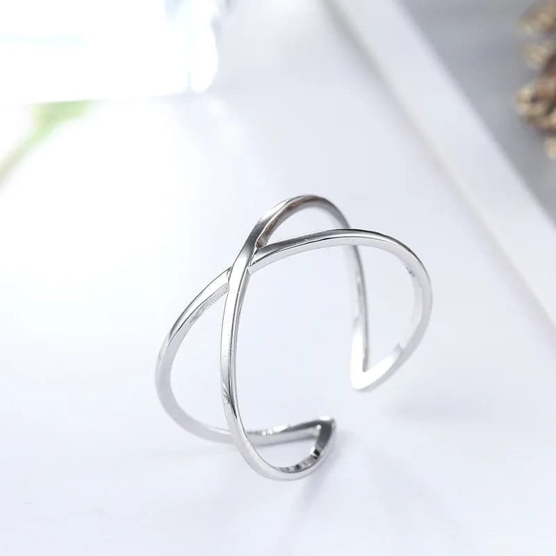 Silver Color Cross Ring for Women Girl Gift Open Double Layers Korean Fashion Jewelry 925 Stamp Dropshipping Wholesale