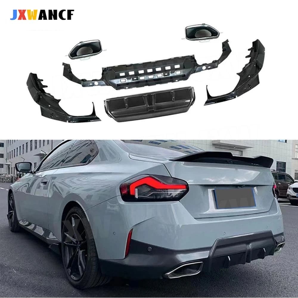 JXWANCF ABS Gloss Black Rear Bumper Diffuser Set with Exhaust Tips for BMW 2 Series G42 M-Sport Coupe 2021 + Car Bumper