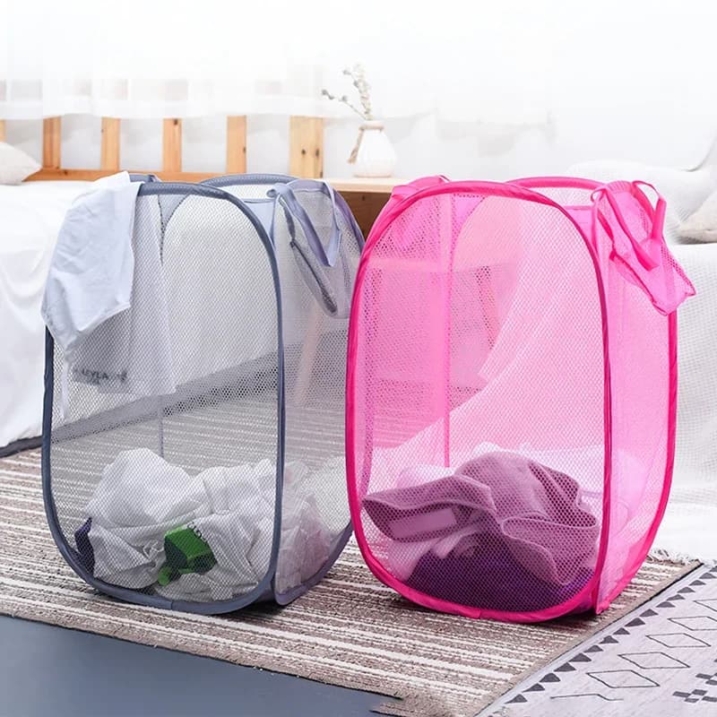 Pop Up Mesh Bedding Bag Lavaggio Basket for Folding Bed linen Bag for Basket Holders for dirty clothes Basket for clothing Containers for ocean balls