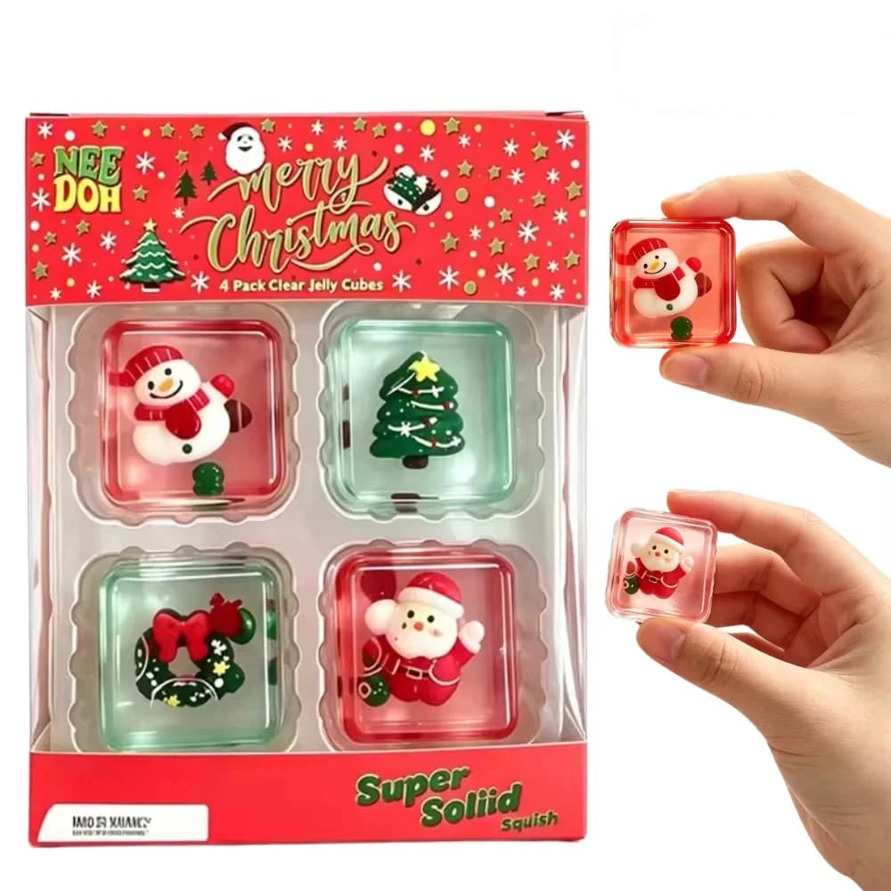 Holiday Gifts Set Needoh Mini 4 Pack Set Stress Relief Fidget Toy Nice Cube Blind Box Squeeze Object Gifts For Kids And Adults