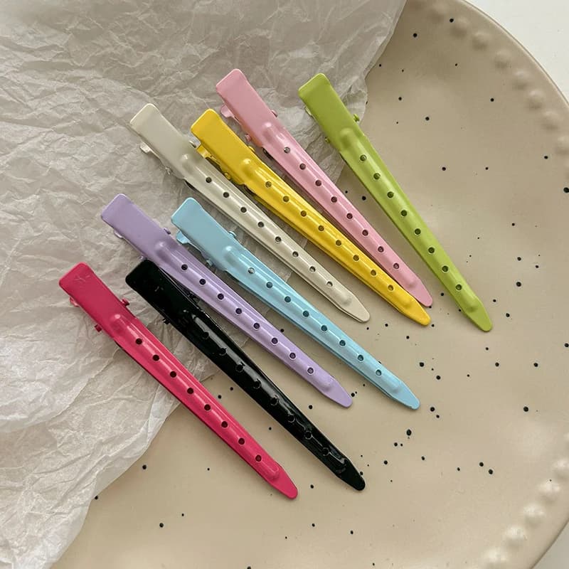 2/6 Pezzi Clip per Capelli in Metallo Argento Senza Cuciture, Clip a Becco d'Anatra Professionali per Salone, Accessori per Capelli da Donna