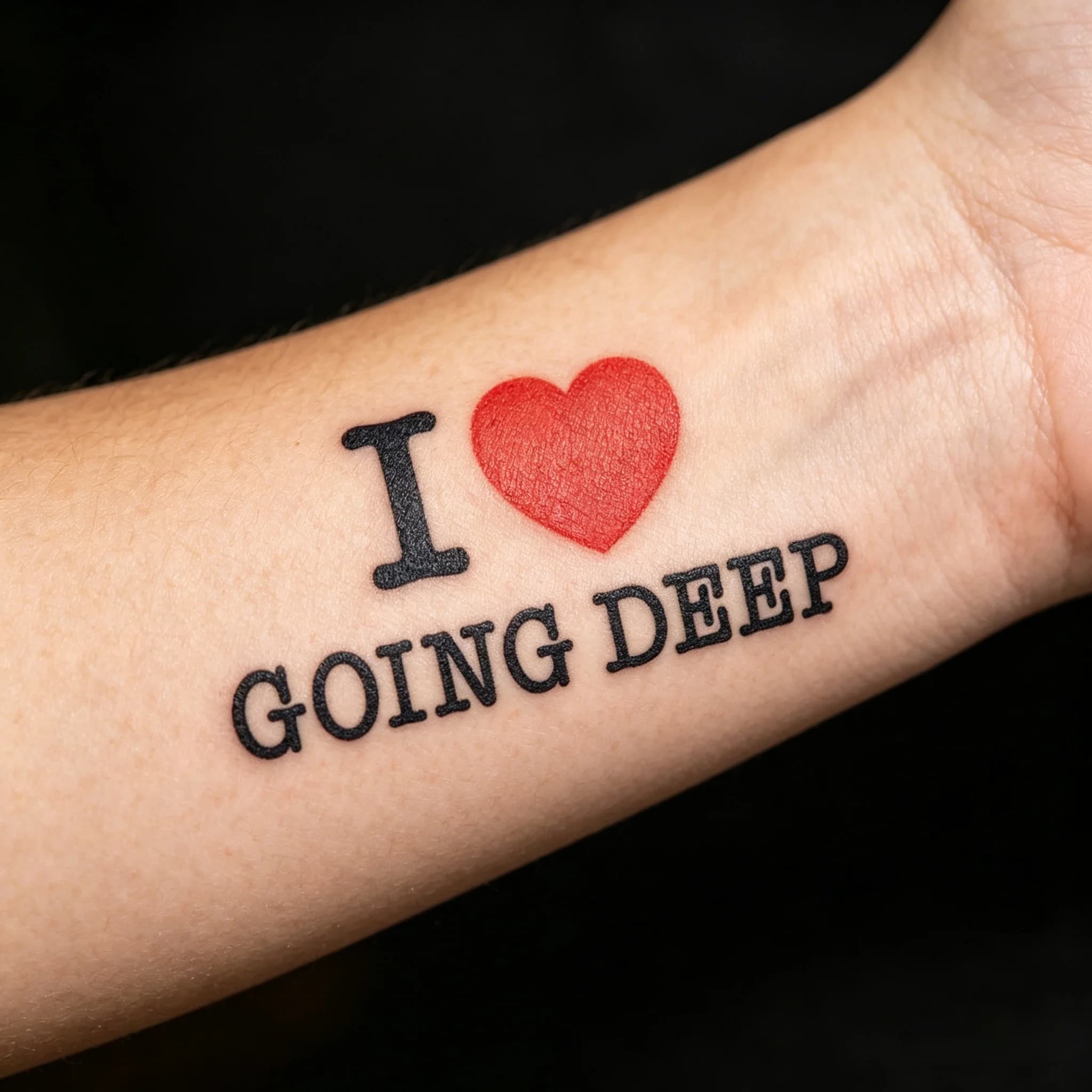 Tatuaggio Temporaneo per Adulti 'I Love Going Deep' per Amanti, Arte Corporea Divertente e Alla Moda, Decalcomania Durevole