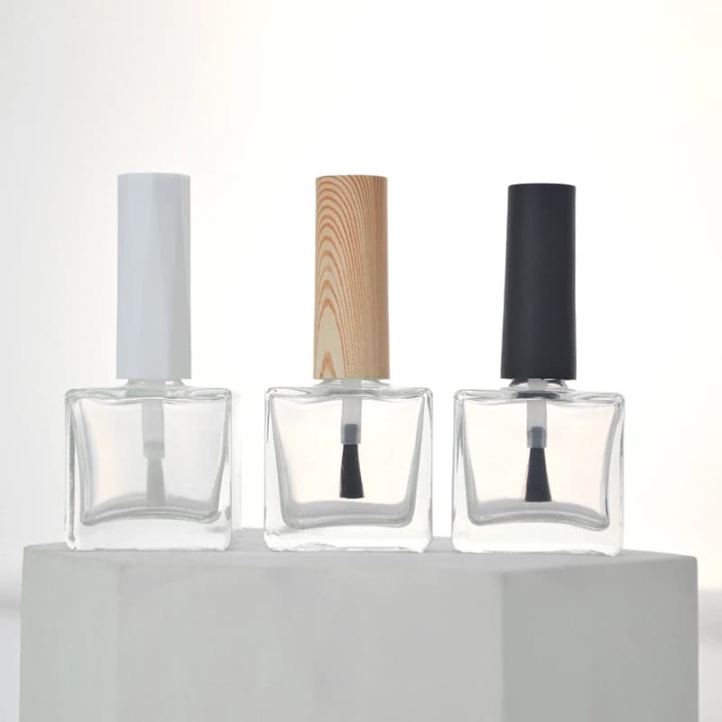 13ml clear glass nail polish bottle with brush for lid cosmetic containers nail glass bottles with brush
