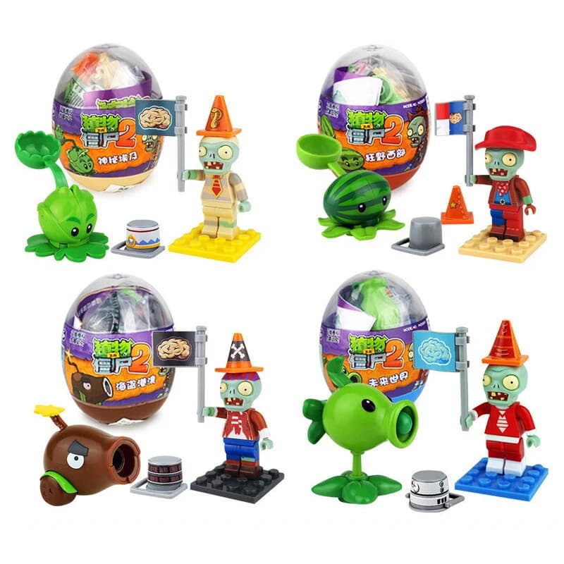 Piante Vs Zombies Capsule a sorpresa Giocattoli per bambini Assemblaggio di blocchi di costruzione Gioco Figura Modello Bambole Puzzle per bambini Regali giocattolo