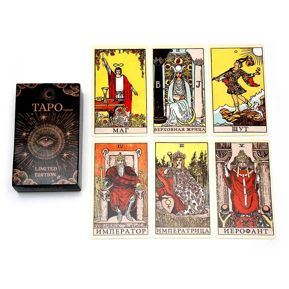 78 carte dei tarocchi Mazzo di tarocchi classico Rider Waite in lingua russa con guida 10,5 * 6 cm