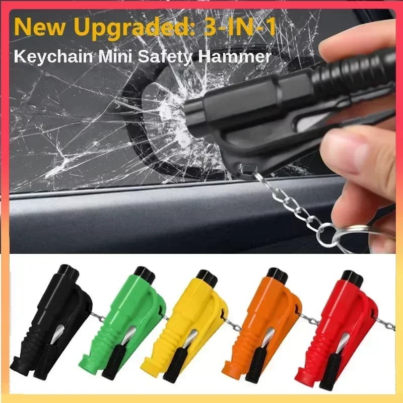 NEW Compact 3-in-1 Car Safety Hammer, Window Breaker & Seat Belt Cutter, Emergency Rescue Tool for Vehicle Accessories