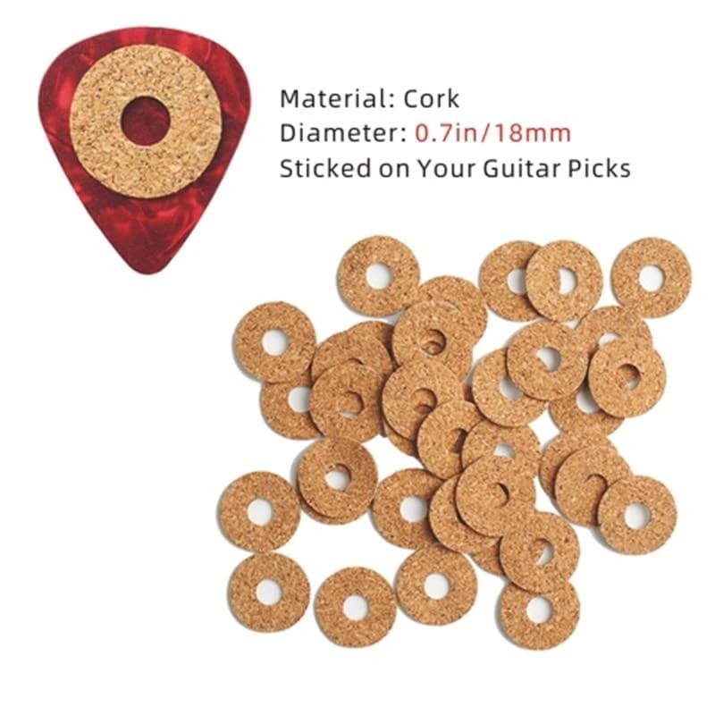 20Pcs Guitar Pick Cork Grip Anti-Skid Grips Plectrum Parts 18mm/0.70inch Tape Cork Sticked On Pick Prevent Slipping Tool