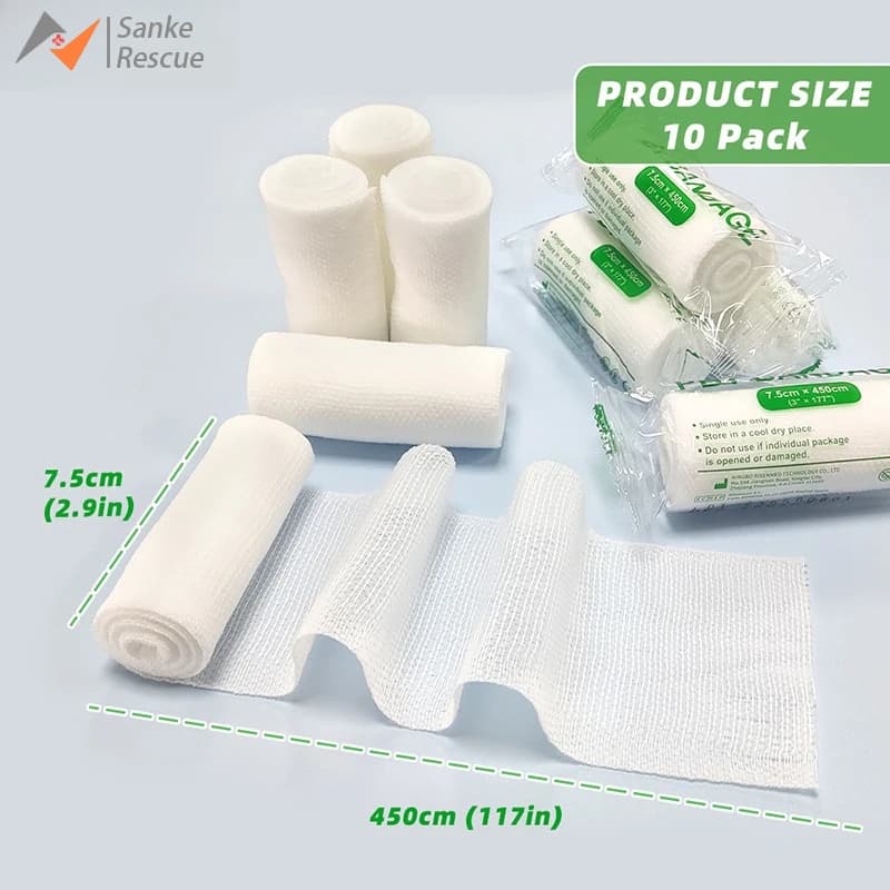 10 pz Bende Elastiche Nucleo di Cotone Primo Soccorso Tamponi Assorbenti per Medicazione della Ferita PBT Kit di Protezione di Sicurezza Di Emergenza Medica