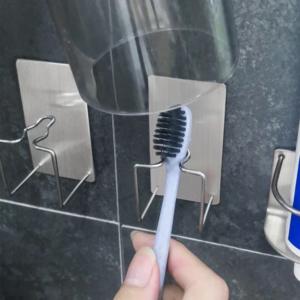 Set di 3 Portaspazzolini con Supporto per Dentifricio, Organizzatore da Bagno in Acciaio Inox da Parete con Design di Drenaggio per Asciugatura Pulita