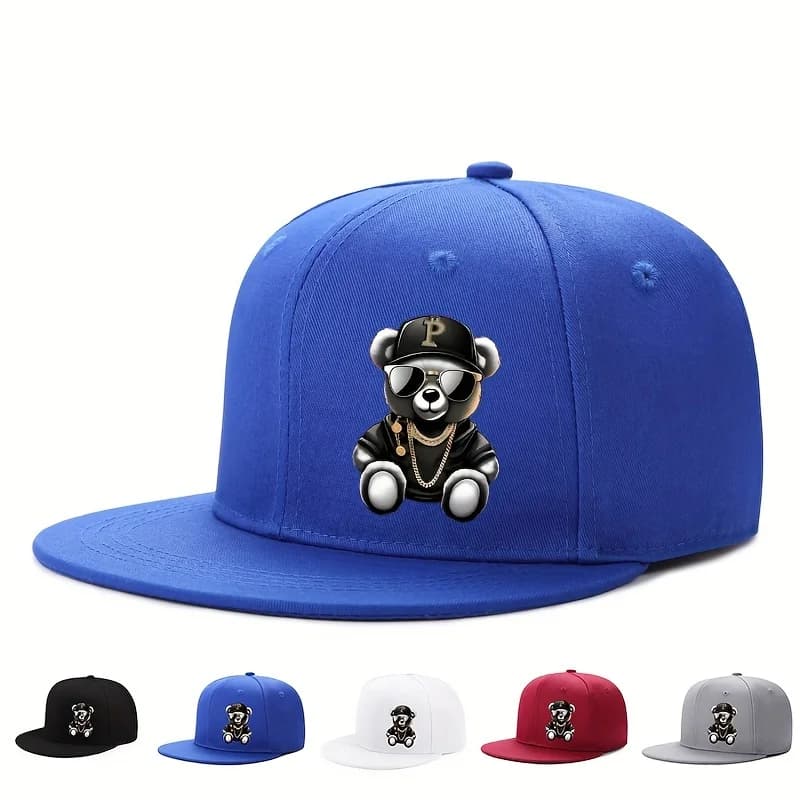 Berretto da baseball Hip Hop stampato orso cartone animato regolabile Sport all'aria aperta Spiaggia Casual Wea Fit per uomo e donna cappello snapback da strada
