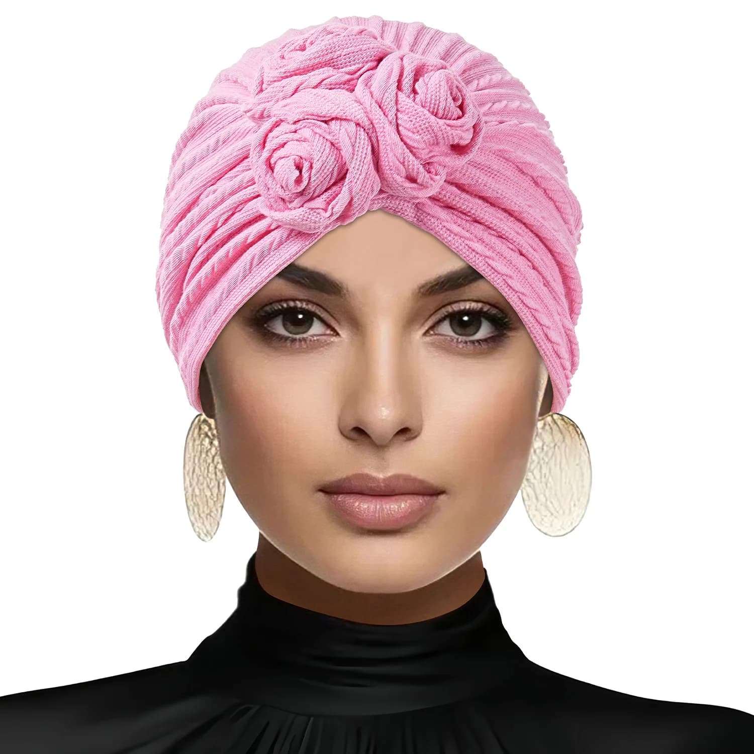 Nuove donne classiche rosa nodo turbante cappelli vintage tinta unita cofano avvolge la testa berretti classici foulard chemio cap