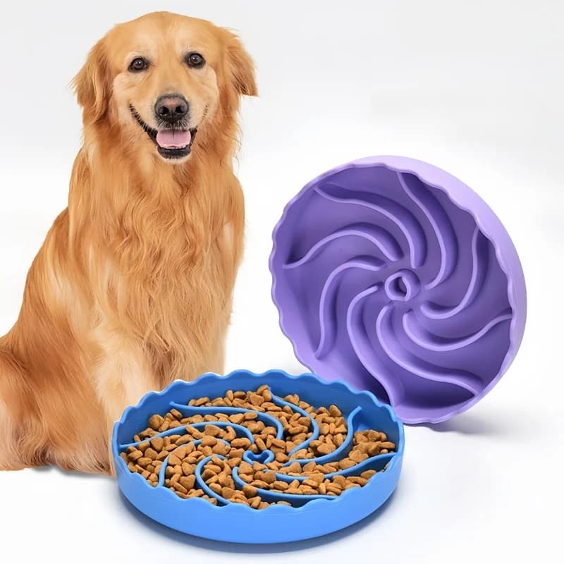 Ciotola per cibo lento per cani Ciotola per alimentatore lento per animali domestici in silicone per uso alimentare con tappetino di aspirazione Ciotola per cibo lento per cani Anti-soffocamento Forniture per l'alimentazione degli animali domestici