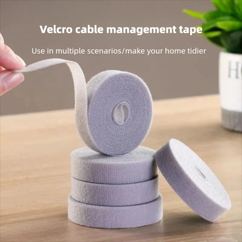 Velcro Reusable Cable Ties Nylon Data Cable Storage Organizer Desk Wire Binding Tape Free Cut for Home Office Electronics