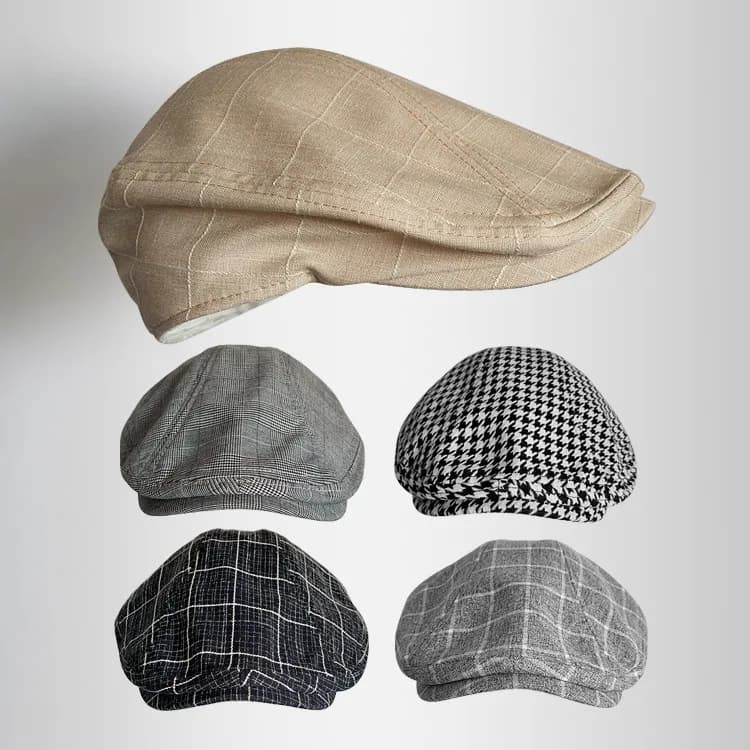 Cotton Breathable Large Size Baseball Cap for Men, Summer Sun Hat, British Retro Newsboy Beret Style