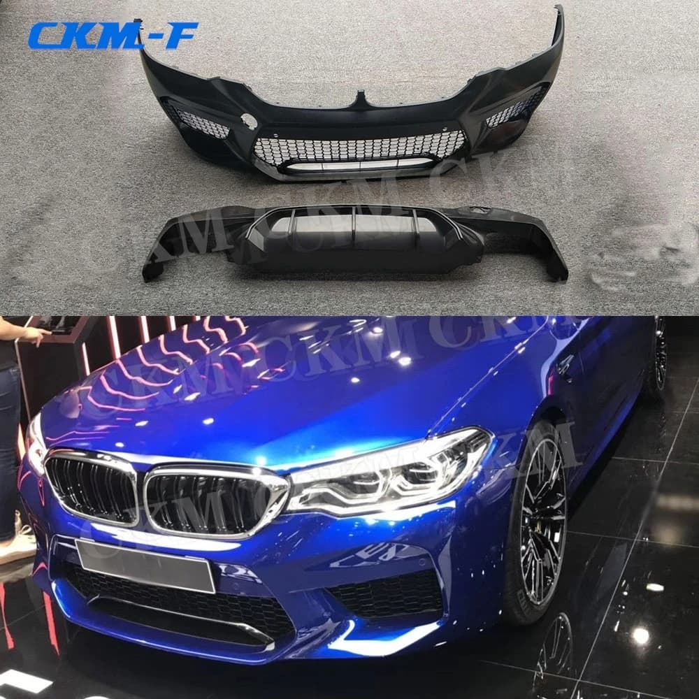 PP Black Front Bumper Rear Lip Diffuser for BMW 5 Series G30 G31 G38 2017 2018 Change to F90 M5 Style Bumper Car Accessories