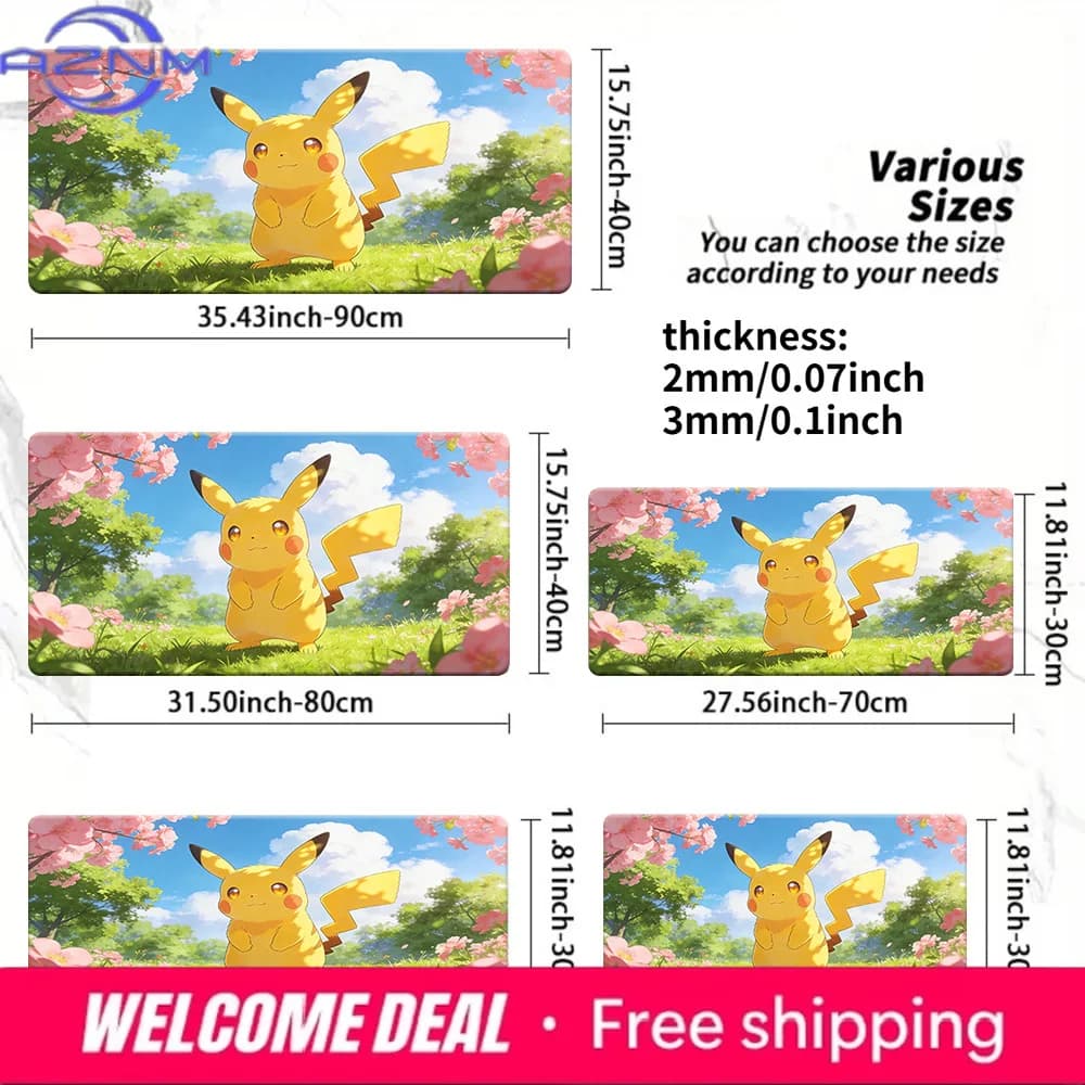 Tappetino da scrivania Pikachu Cherry Blossom Forest, tappetino per mouse lavabile e antiscivolo