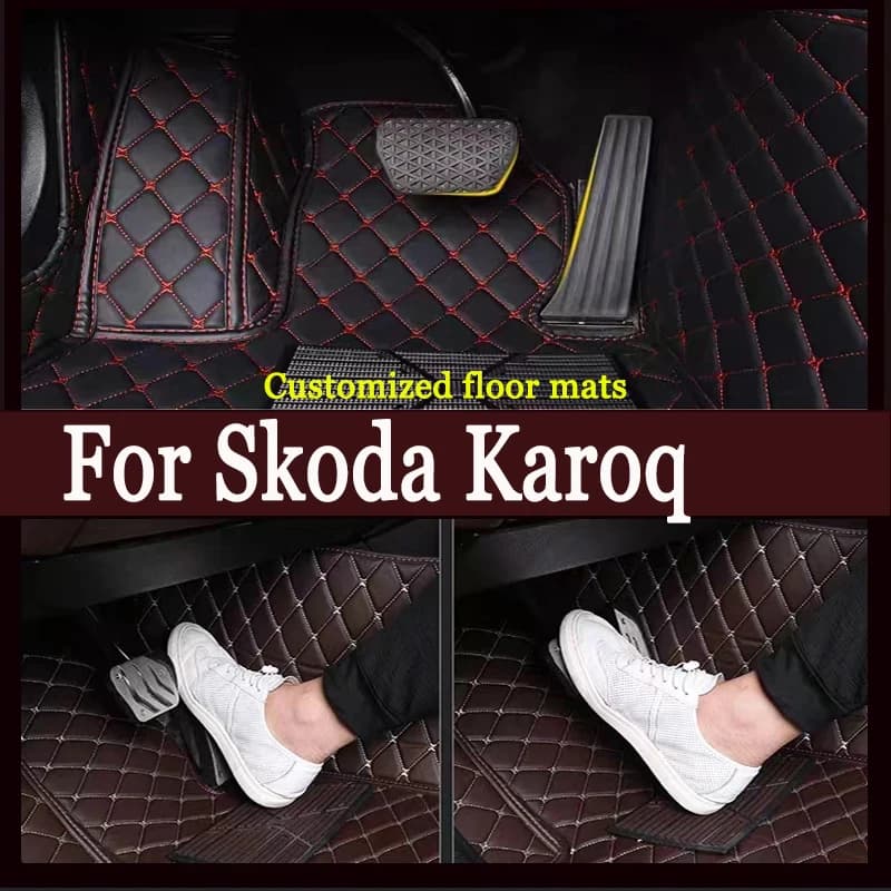 Tappetini per auto Per Skoda Karoq NU7 2017 ~ 2022 Tappetino in pelle Auto Tappeti Set Tappeti Pad Parti interne Accessori auto 2018 2019 2020
