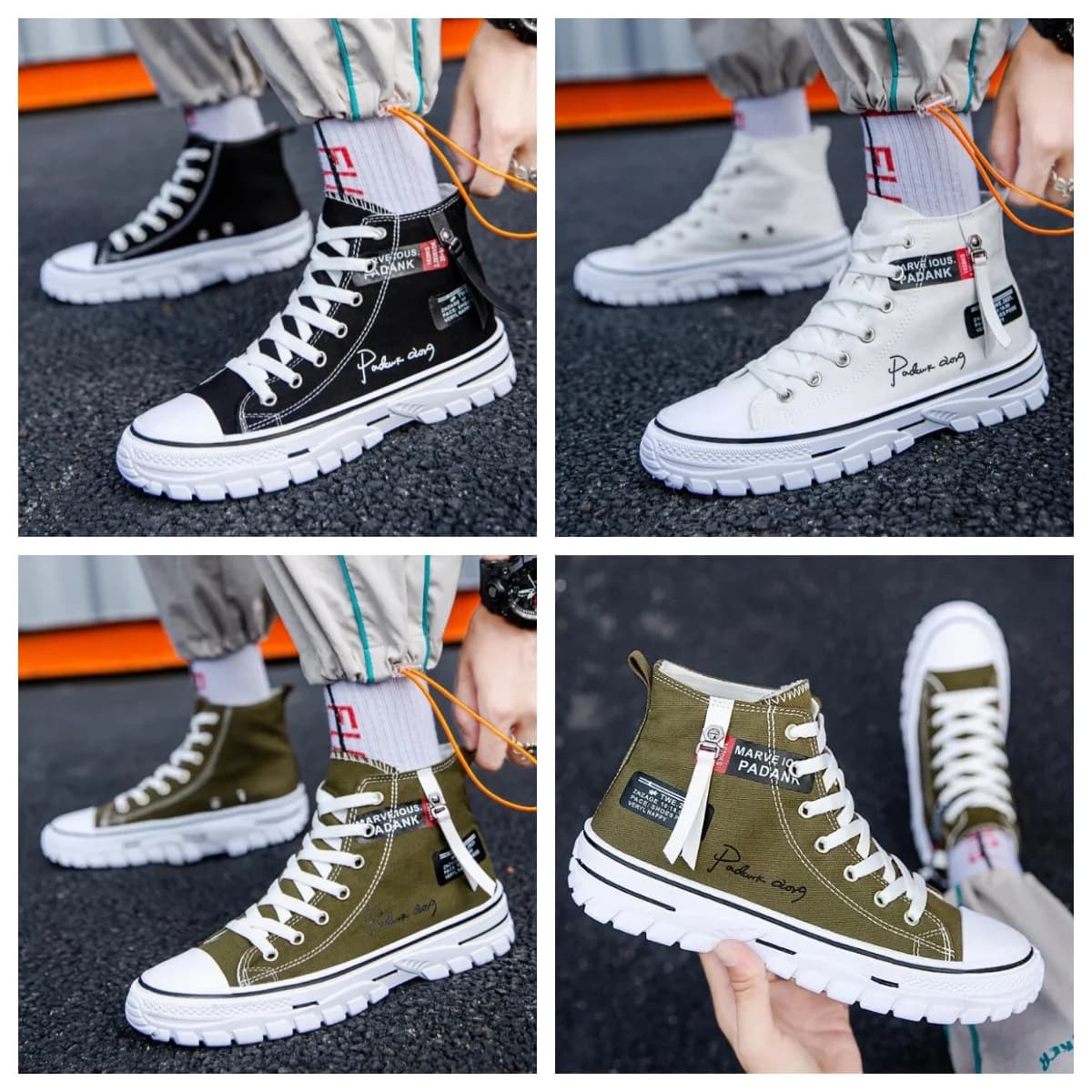 2026 Men's High Top Sneakers Tenis Masculino Breathable Vulcanize Canvas Shoes Casual Platform Trainers Chunky Sneakers