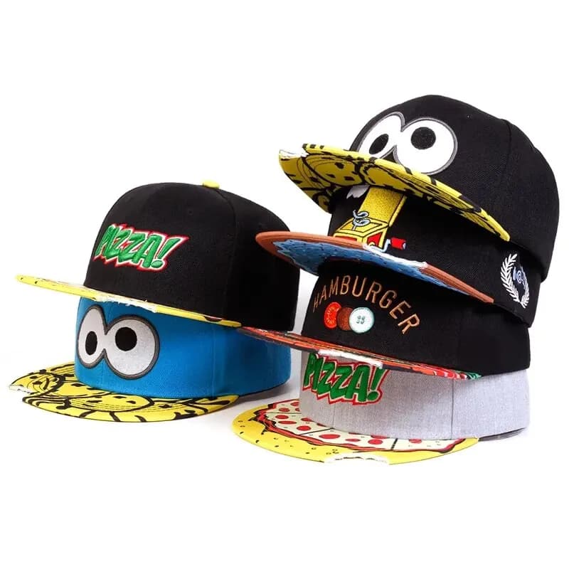 Hip-hop hats with embroidery PIZZA for unisex eyes Adjustable casual baseball caps for spring and autumn outdoors Sun protection hat