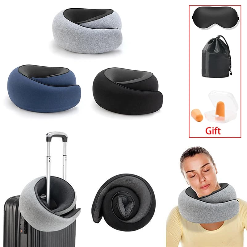 Cuscino da viaggio per il collo in memory foam per il massimo comfort in aereo, design ergonomico compatto per viaggi, gite in auto, uso domestico, ideale