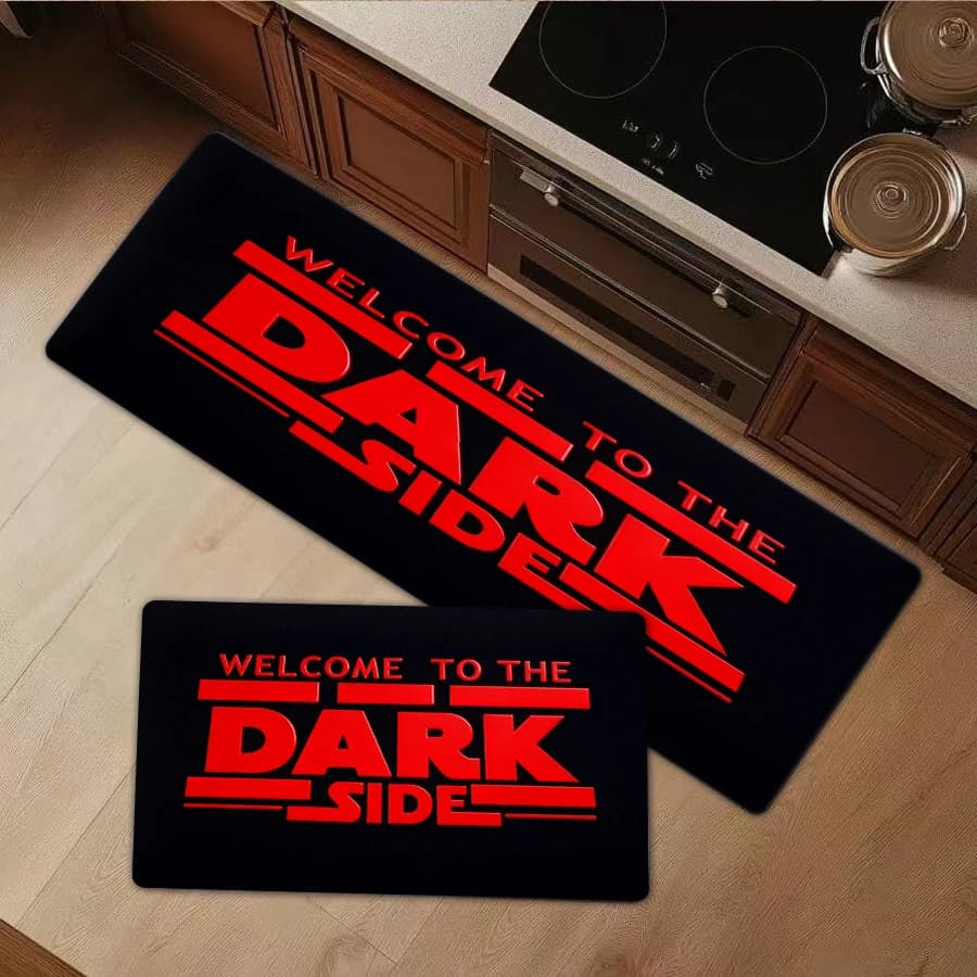 1/2/3Pcs Flannel Kitchen Mat—Welcome To The Dark Side Floor Mat Flannel Rug Anti-Slip Bath Mat Modern Living Room Kitchen Carpet Home Decor Decorative Floor Area Rug—Soft,Comfortable,Suitable For Bathroom,Bedroom,Kitchen,Laundry Room