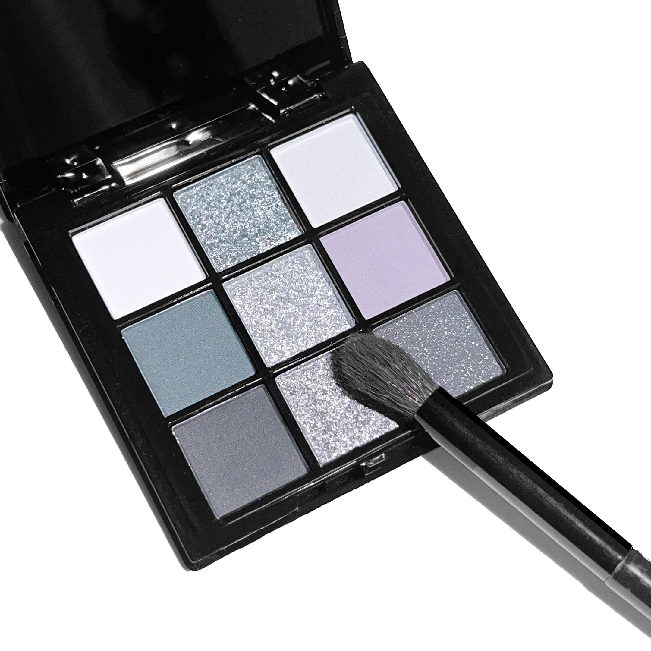 Palette di ombretti fumosi Ombretto opaco perlescente nero, bianco, grigio, argento Palette flash a lunga durata per trucco gotico a 9 colori