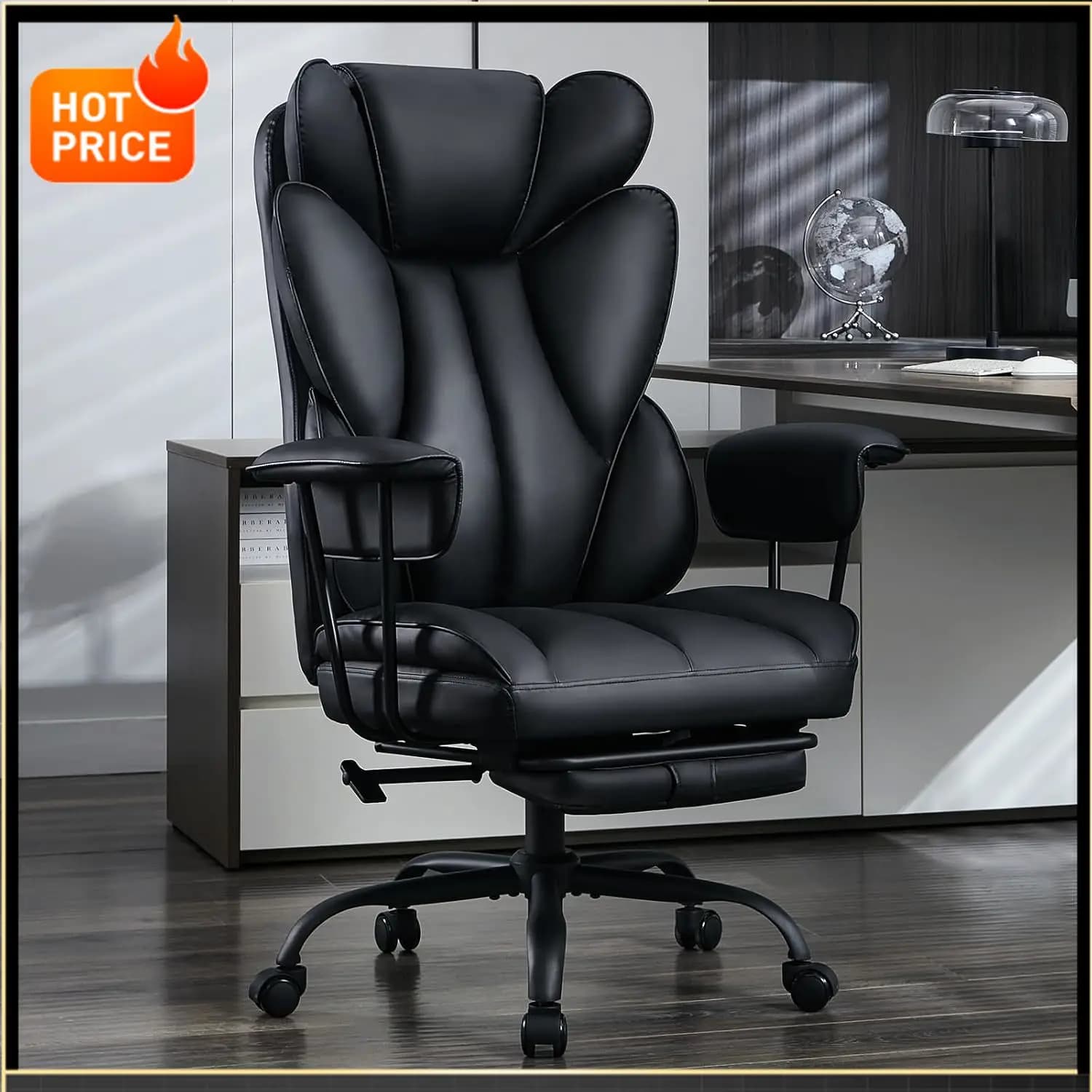 Bestseller Sedia da Ufficio Grande e Alta - Poltrona Direzionale Ergonomica Larga con Poggiapiedi, Supporto Lombare Alto Reclinabile per Gaming